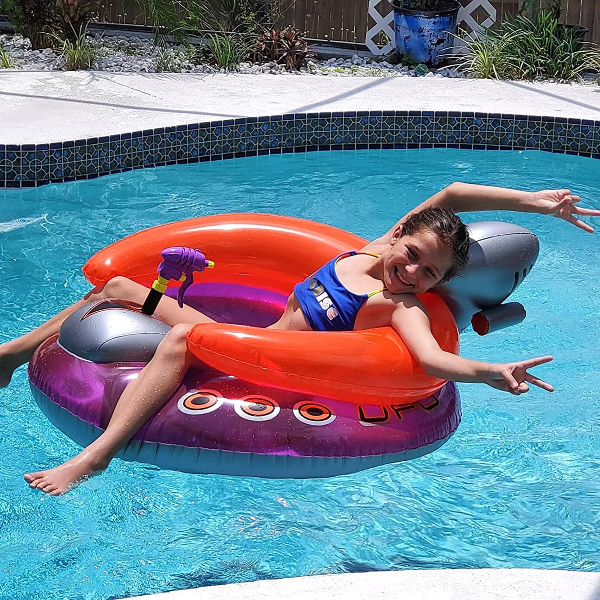 Swimline Inflatable UFO Lounge Chair Pool Float w/Squirt Gun (2 Pack)