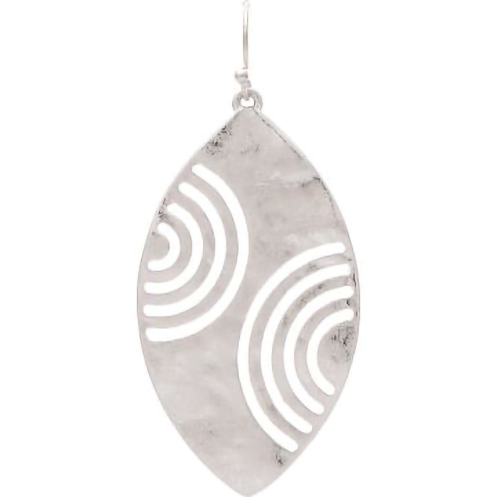 Rain  Silver Spiral Cutouts Ellipse Earring