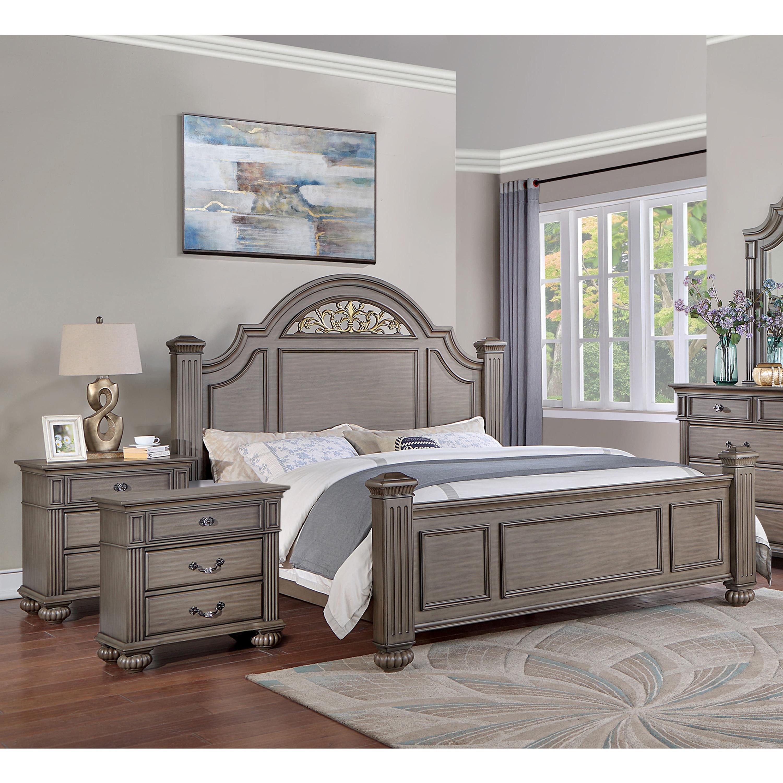 Furniture of America Vame Traditional Grey 3-Piece Bedroom Set - - 36139316