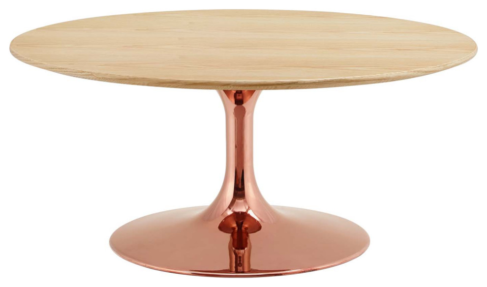 Coffee Table  Round  Wood  Metal  Rose Gold Brown Natural  Modern  Lounge   Midcentury   Coffee Tables   by House Bound  Houzz