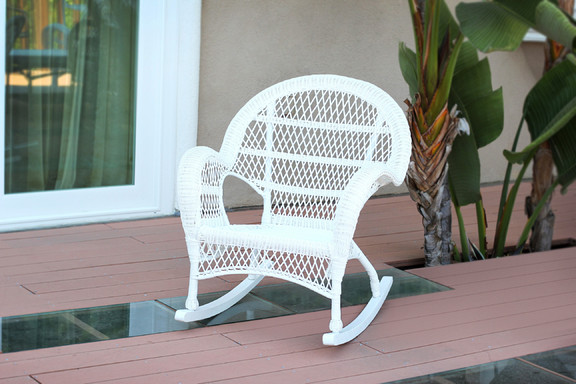 Jeco Santa Maria White Rocker Wicker Chair   Set o...