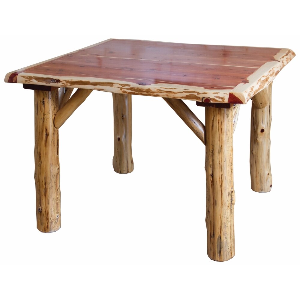 Red Cedar Log Solid Top Family Dining Table