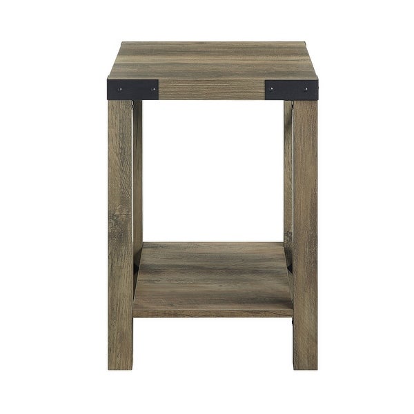 Abiram Wood 2 Tier End Table in Rustic Oak Finish