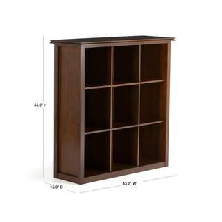 Simpli Home Artisan Solid Wood 45 in. x 43 in. Transitional 9 Cube Bookcase and Storage Unit in Russet Brown AXCRART21-RUS