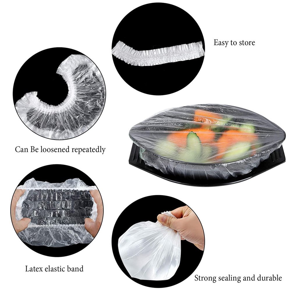 100PCS Disposable Food Cover Plastic Wrap Elastic Kitchen Lids Bowls For FAST