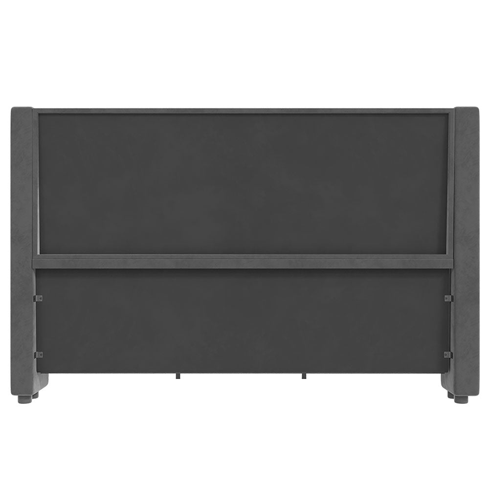 Jocisland King Bed Frame Low Profile Platform Bed Upholstered Bed Frame Velvet Tufted Bed Raised Wingback Headboard/Wood Slats Support/No Box Spring Needed/Easy Assembly/Dark Gray