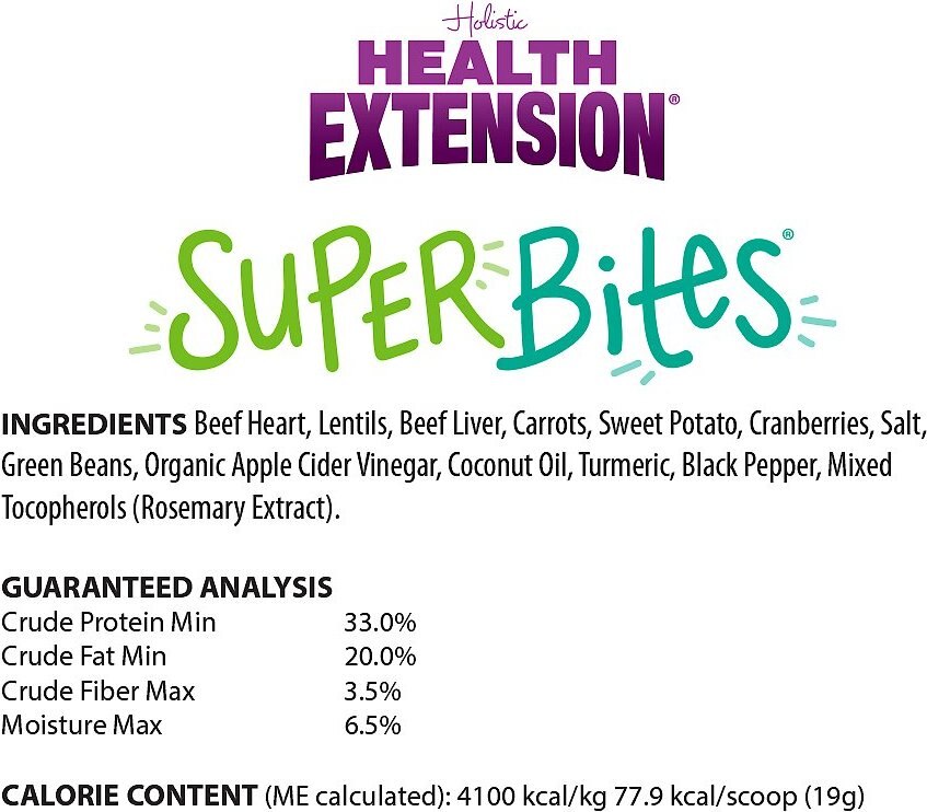 Health Extension Super Bites Beef Recipe Freeze-Dried Raw Dog Food Mixer