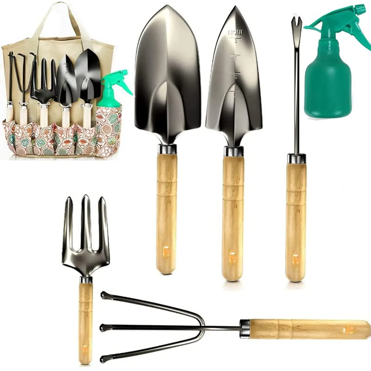 Ergonomic Garden Supplies Wooden Handle Shovel Bag Small Garden Hand Tools Set