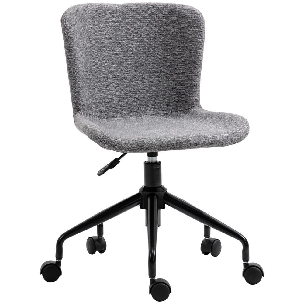 Vinsetto Dark Grey Linen-feel Fabric Seat Swivel Task Chair without Arms 921-486CG