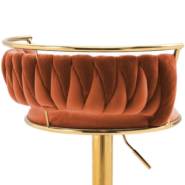 Velvet Swivel Bar Stools with Low Back and Footrest