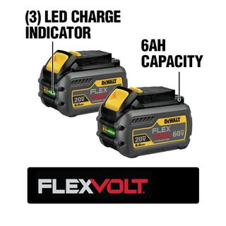 DW FLEXVOLT 60V MAX Cordless Brushless 8-14 in. Table Saw Kit and (2) FLEXVOLT 6.0Ah Batteries DCS7485W6062