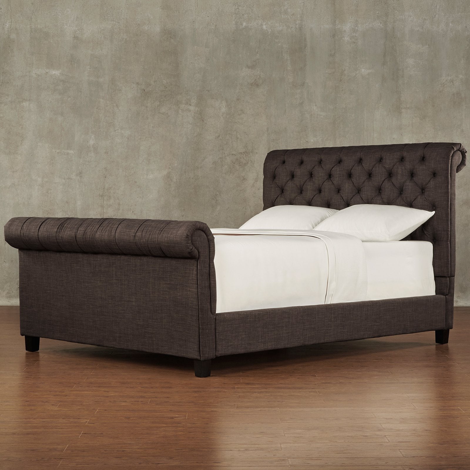 Weston Home Ellesmere Tufted Upholstered Sleigh Bed