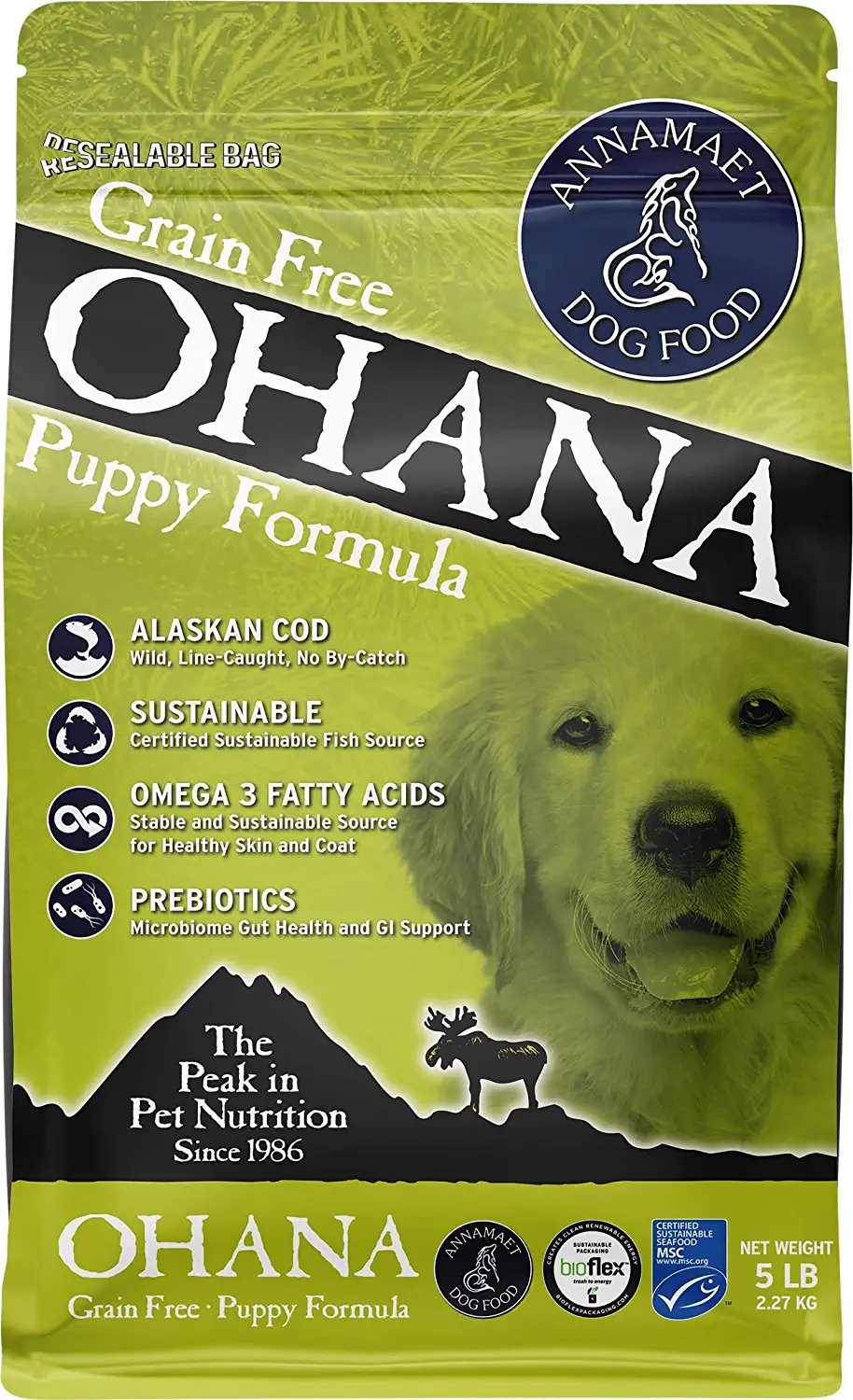 Annamaet Grain-Free Ohana Puppy Formula Dry Dog Food (Line-Caught Cod and Whitefish) 5-lb Bag