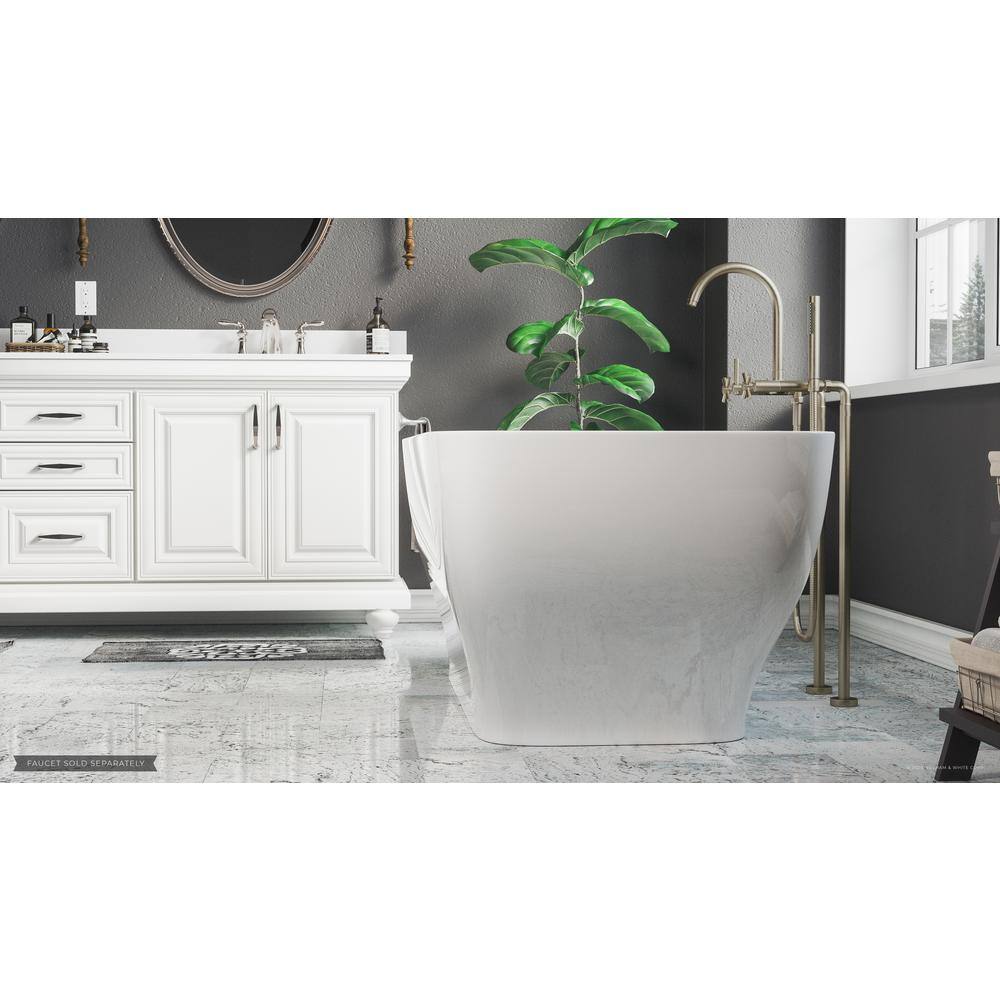 PELHAM  WHITE Oxford 67 in. Acrylic Curvy Rectangle Freestanding Bathtub in White Drain in White PW82078-W