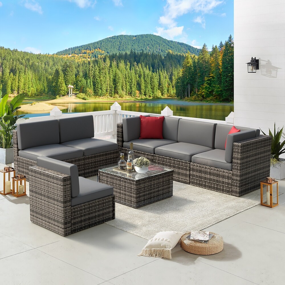 7PCS Outdoor Sectional Sofa Set，Patio conversation set