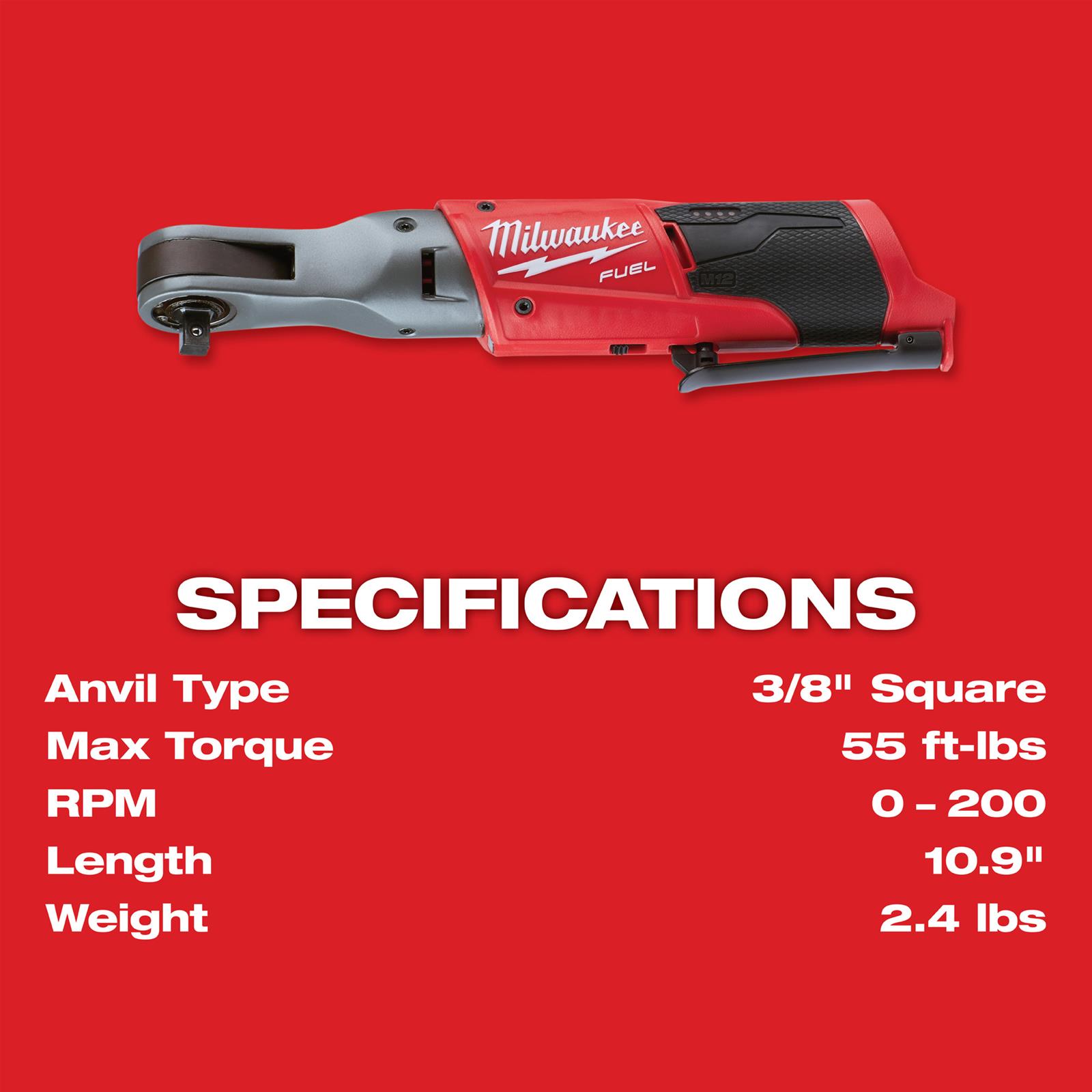 Milwaukee Tool 2557-22 Milwaukee M12 FUEL Cordless Lithium-Ion Ratchets