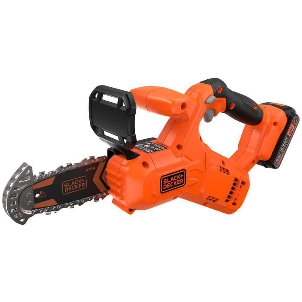 BLACK+DECKER 6 in. 20-Volt Maximum Lithium-Ion Pruning Electric Battery Chainsaw with 1.5Ah Battery and Charger BCCS320C1