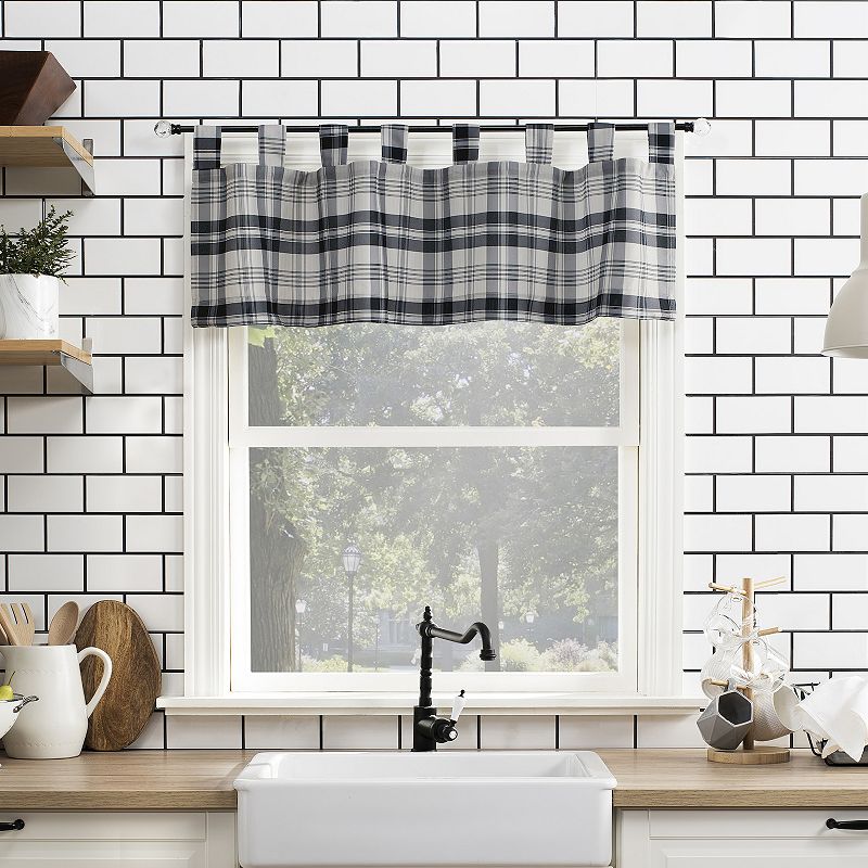 No. 918 Blair Farmhouse Plaid Semi-Sheer Tab Top Kitchen Curtain Valance