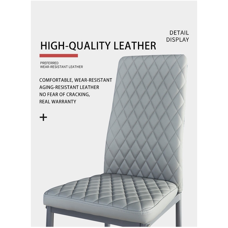 Dining Chair Leather Diamond Grid Pattern Home Conference Chair Set Of 4   20.47*15.75 *37.8INCH