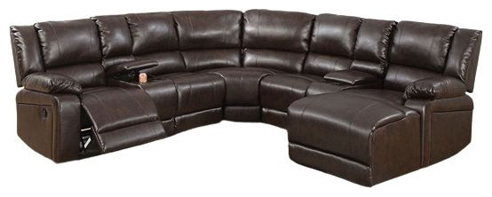 Fatima Motion Sectional Sofa Upholstered  Brown Bonded Leather   Contemporary   Sectional Sofas   by Hollywood Decor  Houzz