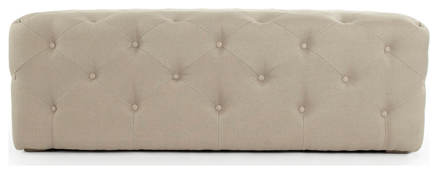 Rectangular Tufted Ottoman  Natural Linen   Transitional   Footstools And Ottomans   by Zentique  Inc.  Houzz