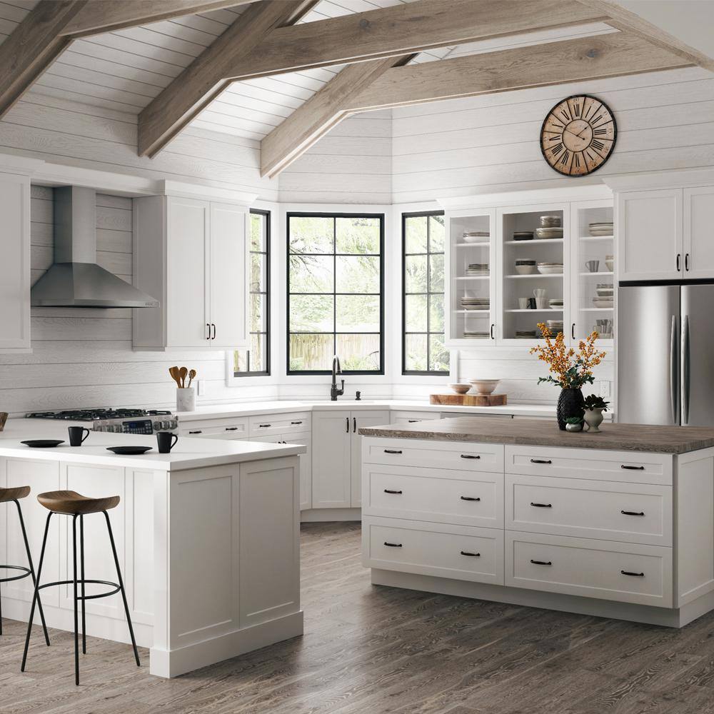 Hampton Bay Designer Series Melvern Assembled 36x36x12 in. Wall Open Shelf Kitchen Cabinet in White WOS3636-MLWH