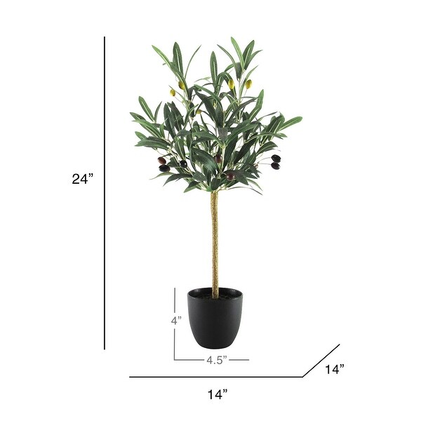 24in Petite Artificial Olive Tree in Black Pot