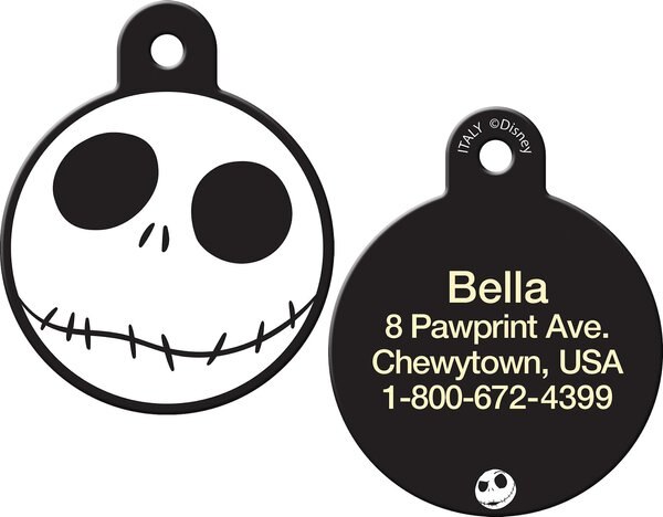 Quick-Tag Skellington Circle Personalized Dog and Cat ID Tag