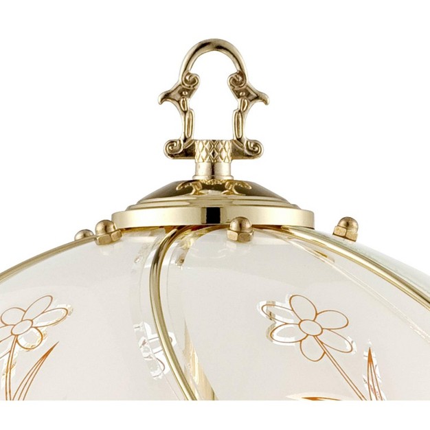 High Polished Brass Touch On Off Floral Glass Shade For Bedroom Living Room Bedside Office