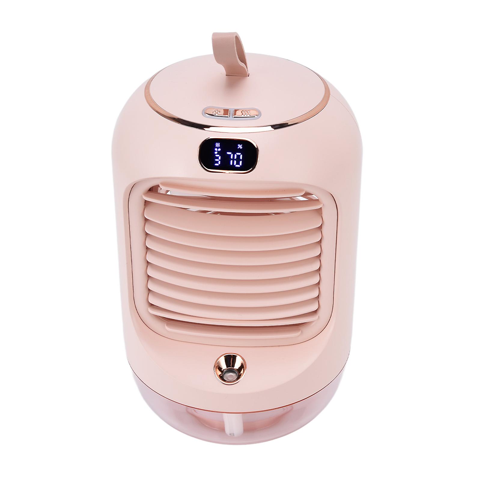 Mini Air Conditioner Humidifier Aromather 3 Gears 5 Blades USB Charging Night Light Water Cooling Fan Pink