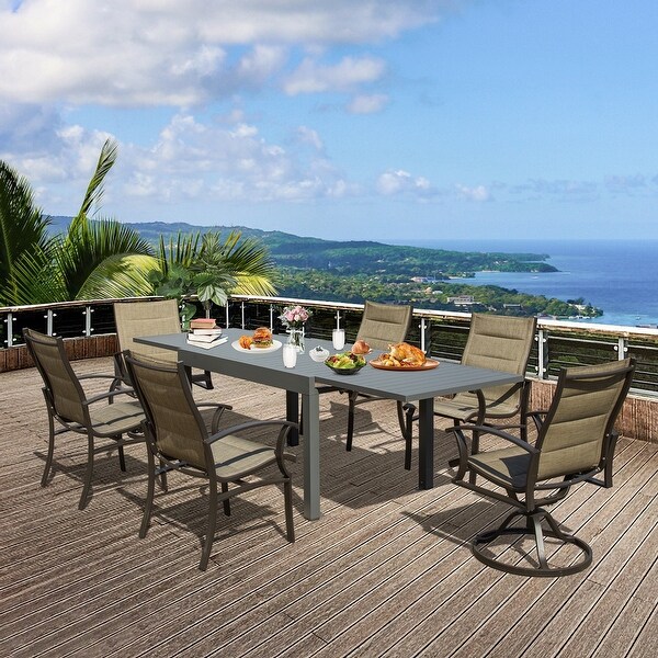 Domi Extendable Patio Dining Table，Aluminum Frame，Weatherproof and Multiple Sizes