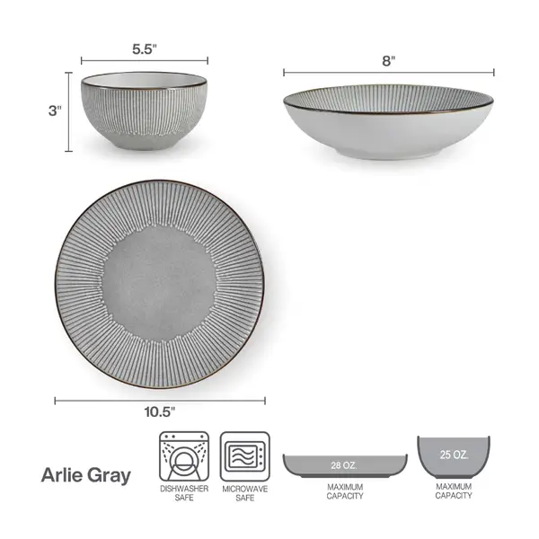 Pfaltzgraff 12-Piece Arlie Gray Dinnerware Set