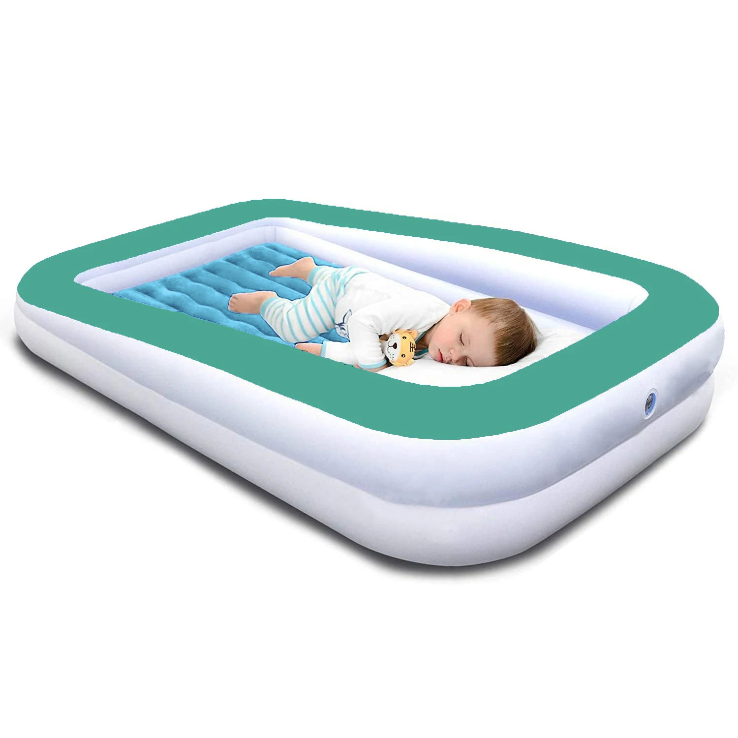 OEM ODM Inflatable Toddler Baby Travel Bed With Safety Bumpers Portable Toddler Air Mattress Bed For Kids