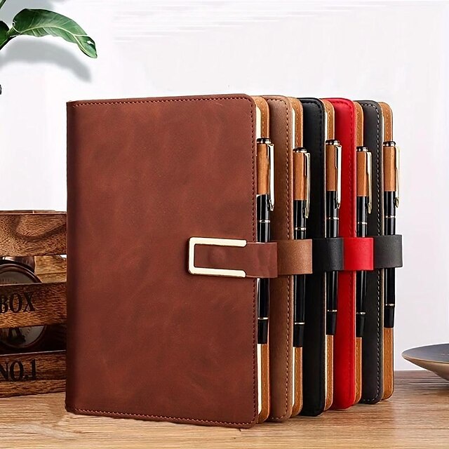 360 Pages Business Notebook Magnetic Buckle Book Retro PU Buckle Journal Diary Book Portable A5 Notepad