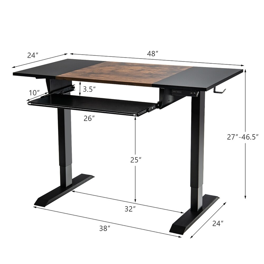 Costway 48'' Electric Sit to Stand Desk Adjustable Workstation w/