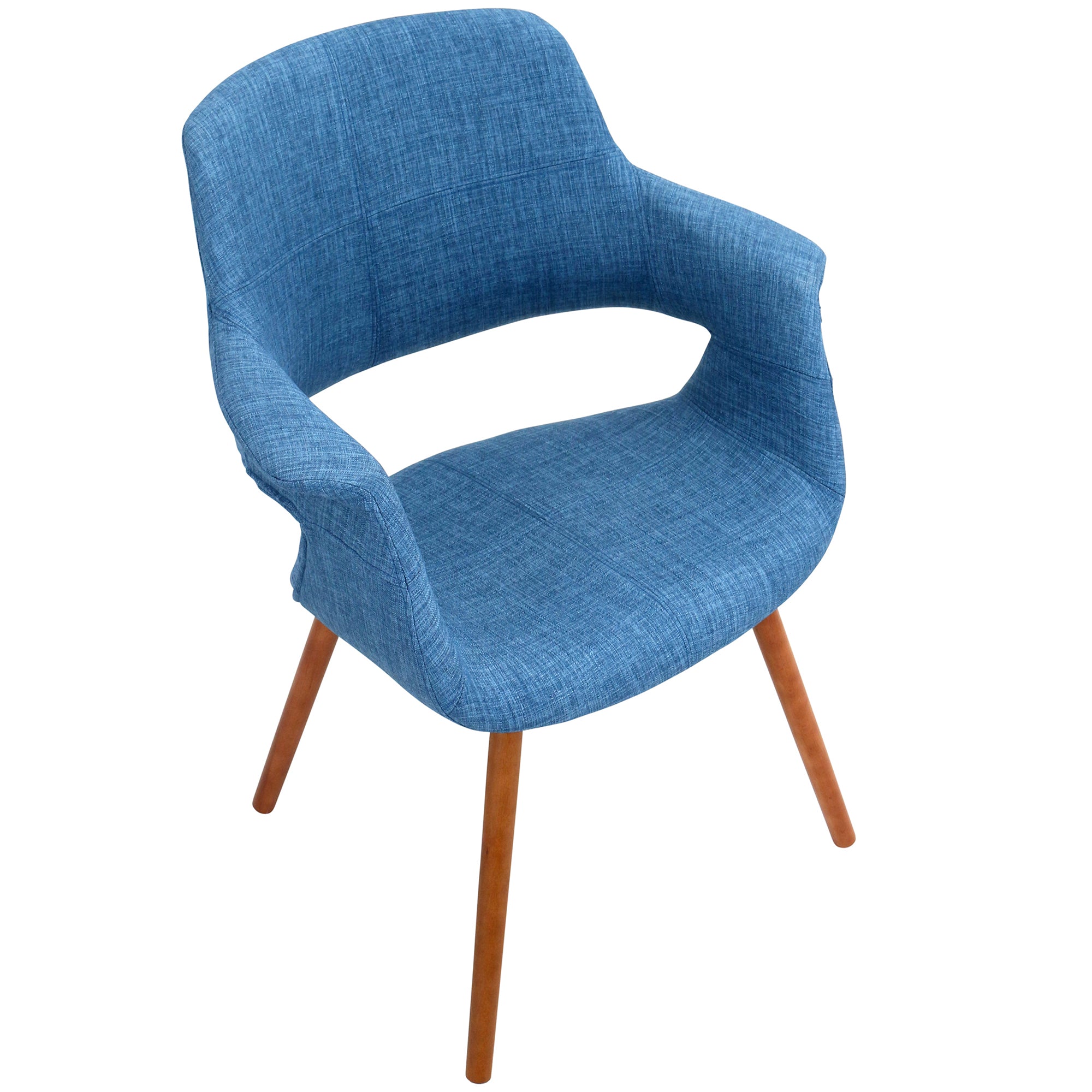 Vintage Flair Mid-Century Modern Chair in Walnut and Blue by LumiSource