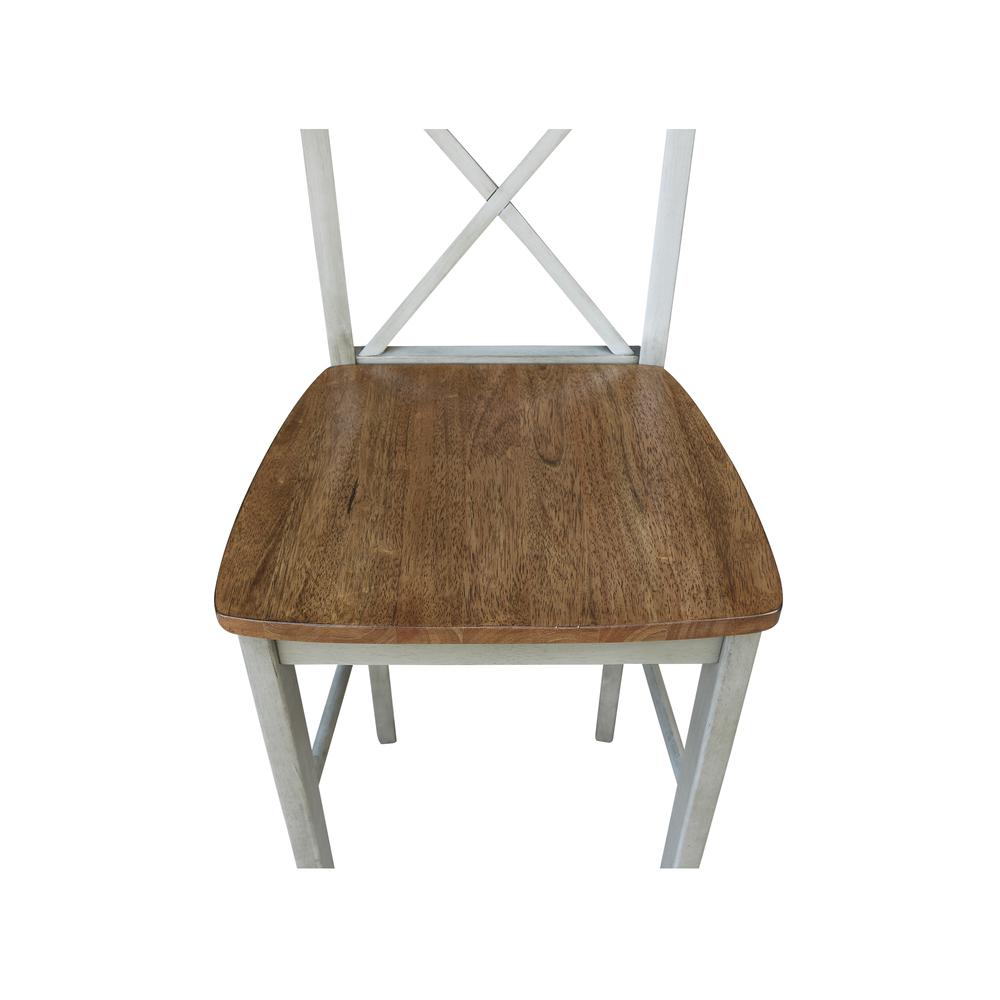 International Concepts Wood Cross Back Bar Height Stool - 30 Seat Height - Distressed Hickory/Stone