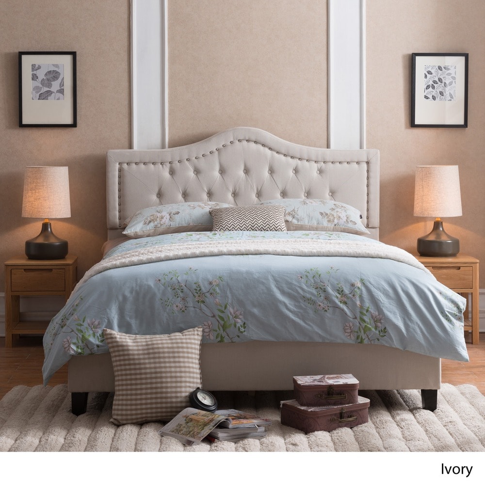 Dante Upholstered Tufted Fabric Queen Bed by Christopher Knight Home