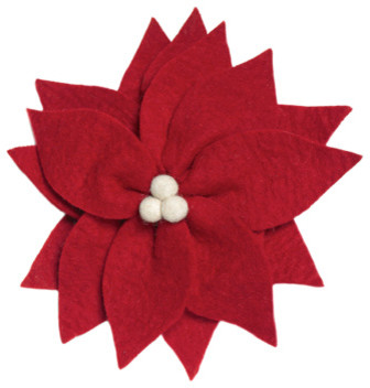 Poinsettia Christmas Tree Topper In Red Hand Felted Wool   Contemporary   Christmas Ornaments   by Arcadia Home  Houzz