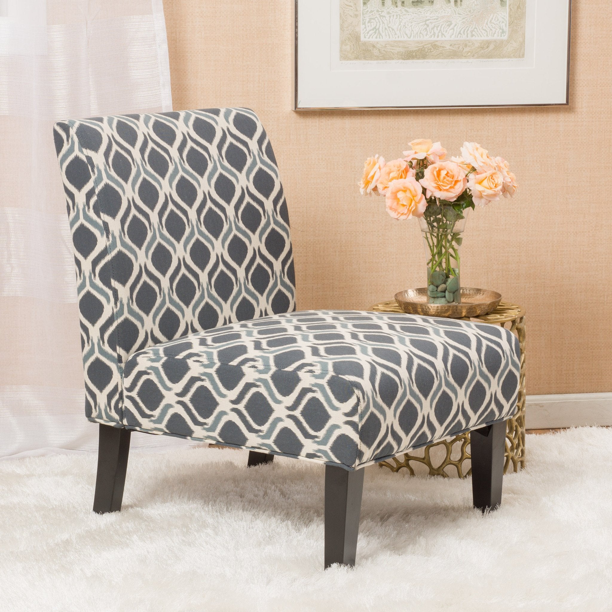 Kalee Contemporary Fabric Slipper Accent Chair