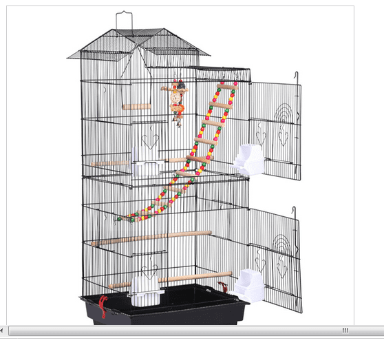 Yaheetech 39''H Roof Top Large Metal Bird Cage Parrot Cockatiel Conure Parakeet Budgie Finch Lovebird Pet Bird Cage w/Toys