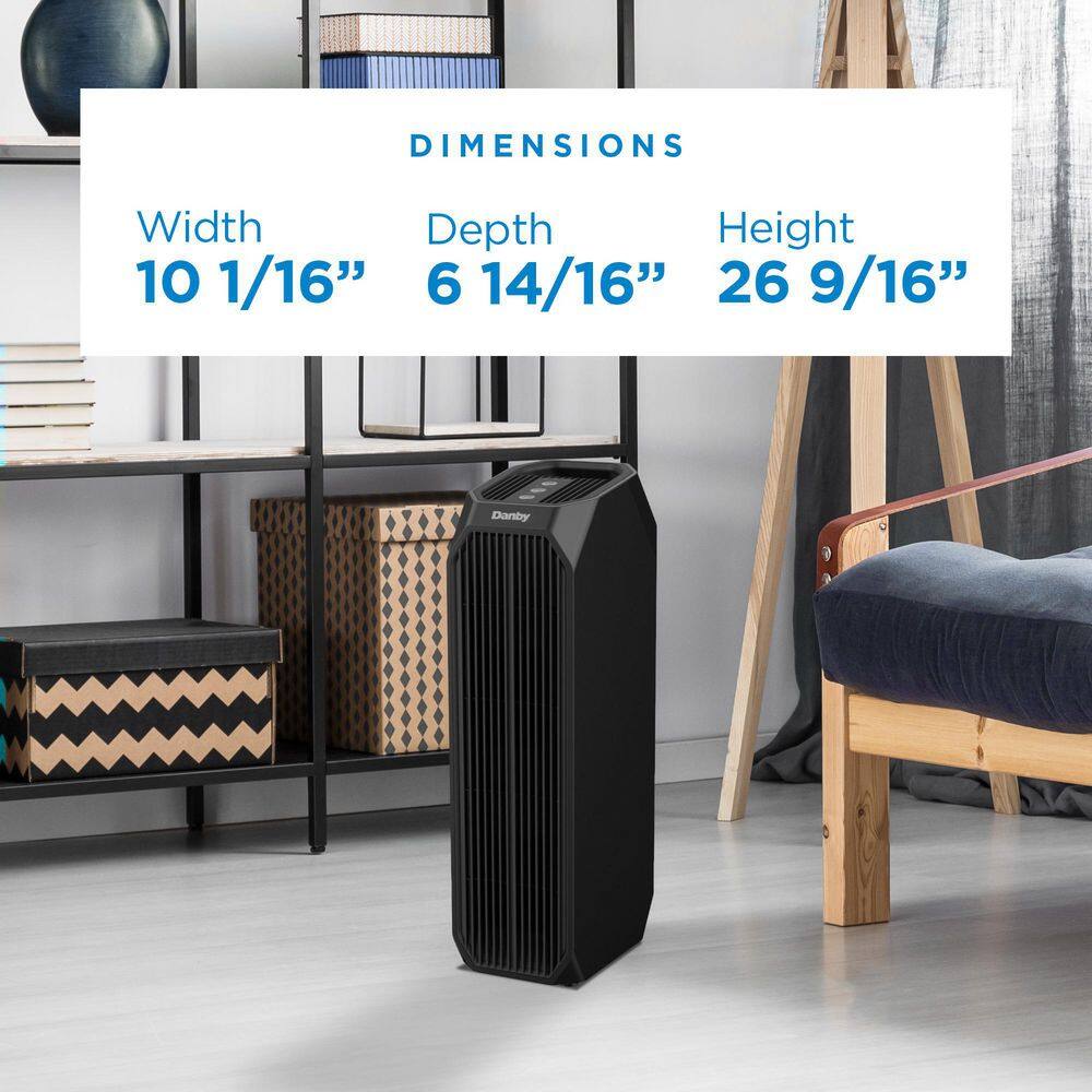 Danby 210 sq. ft. Portable Air Purifier with Filter in Black DAP143BAB-UV