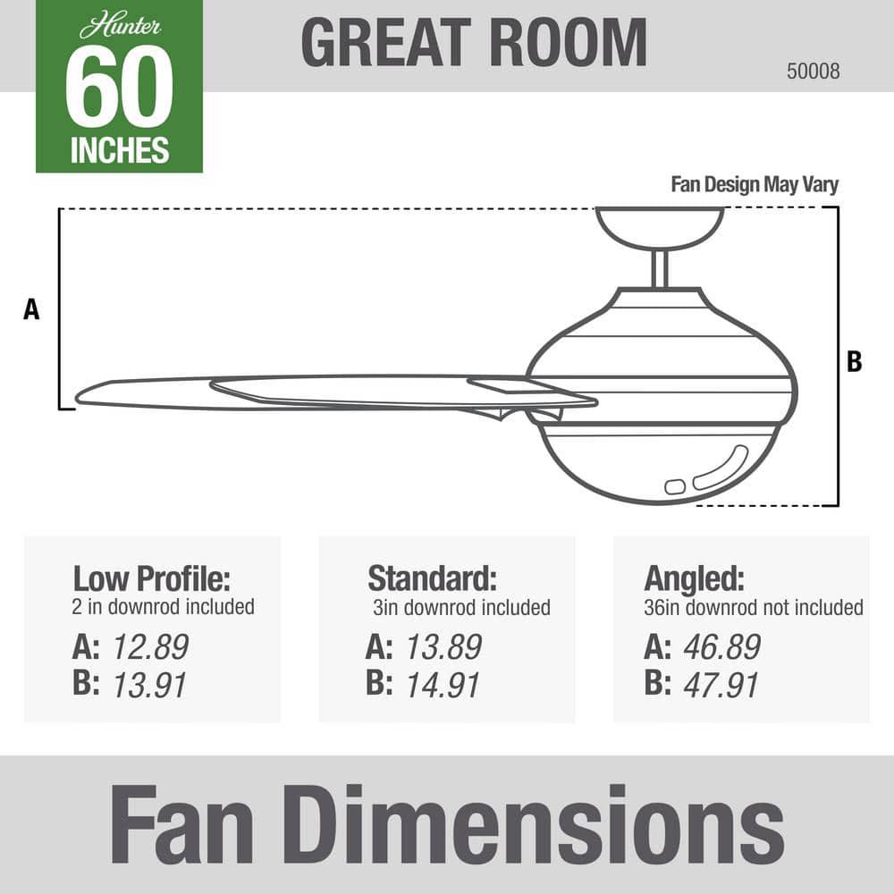 Hunter Lakemont 60 in Integrated LED Indoor Matte Silver Ceiling Fan with Light Kit and Remote Control