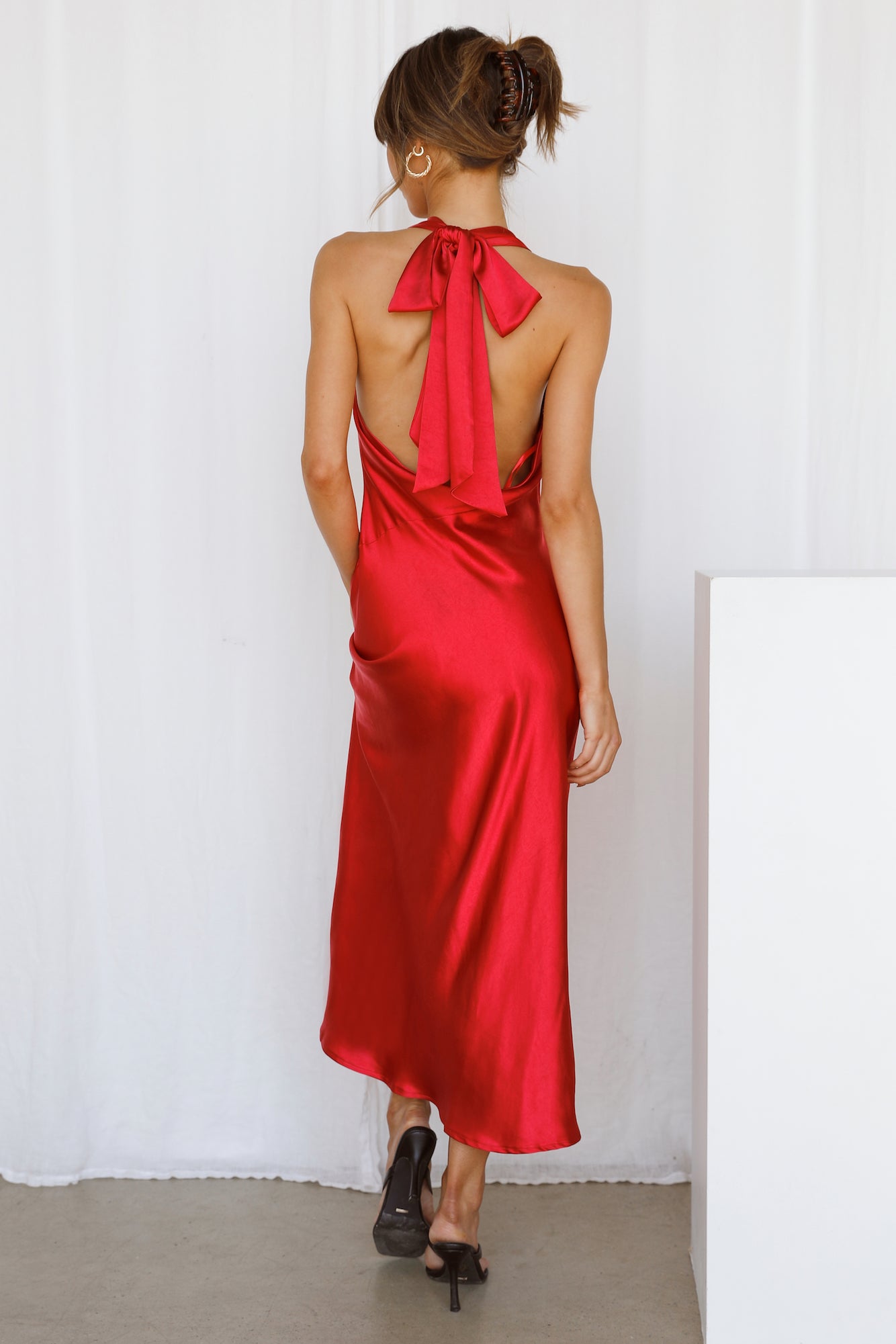 Satin Love Midi Dress Wine