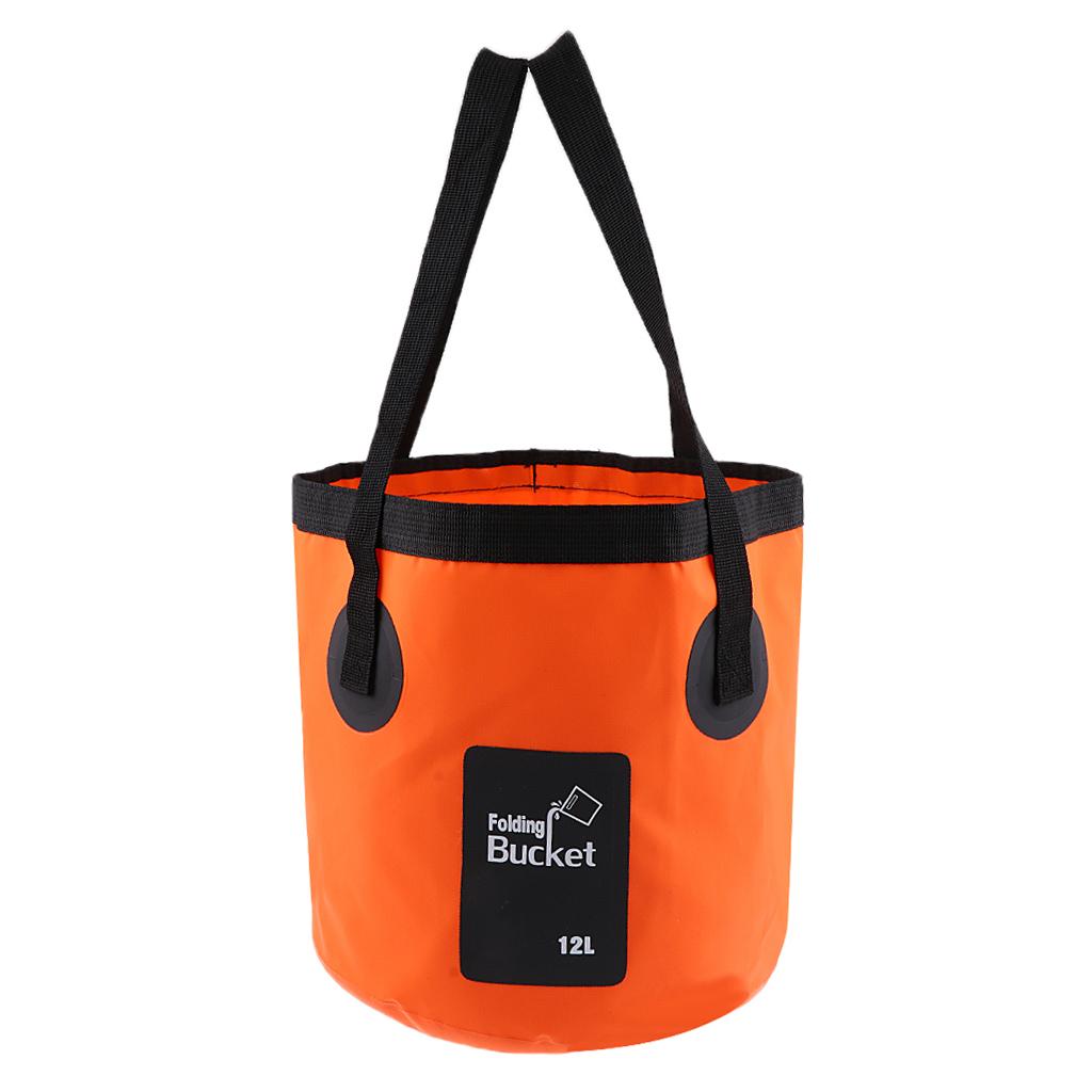 12L 20L Portable Collapsible Washbasin Bucket Camping Fishing Boat Water Fishing Pot - Orange, 12L