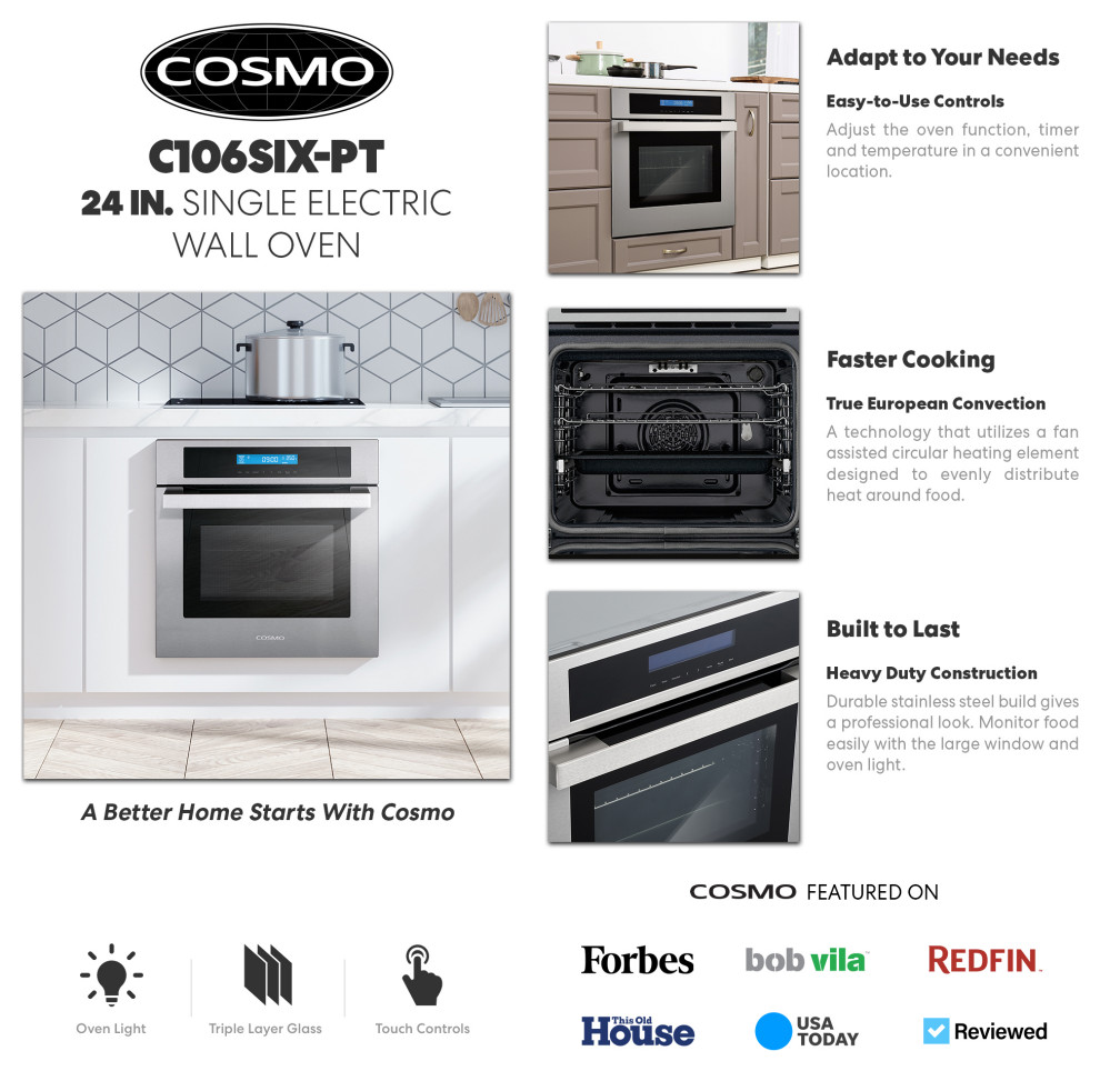 Cosmo Electric Built In Wall Oven 24”   Modern   Ovens   by Cosmo  Houzz