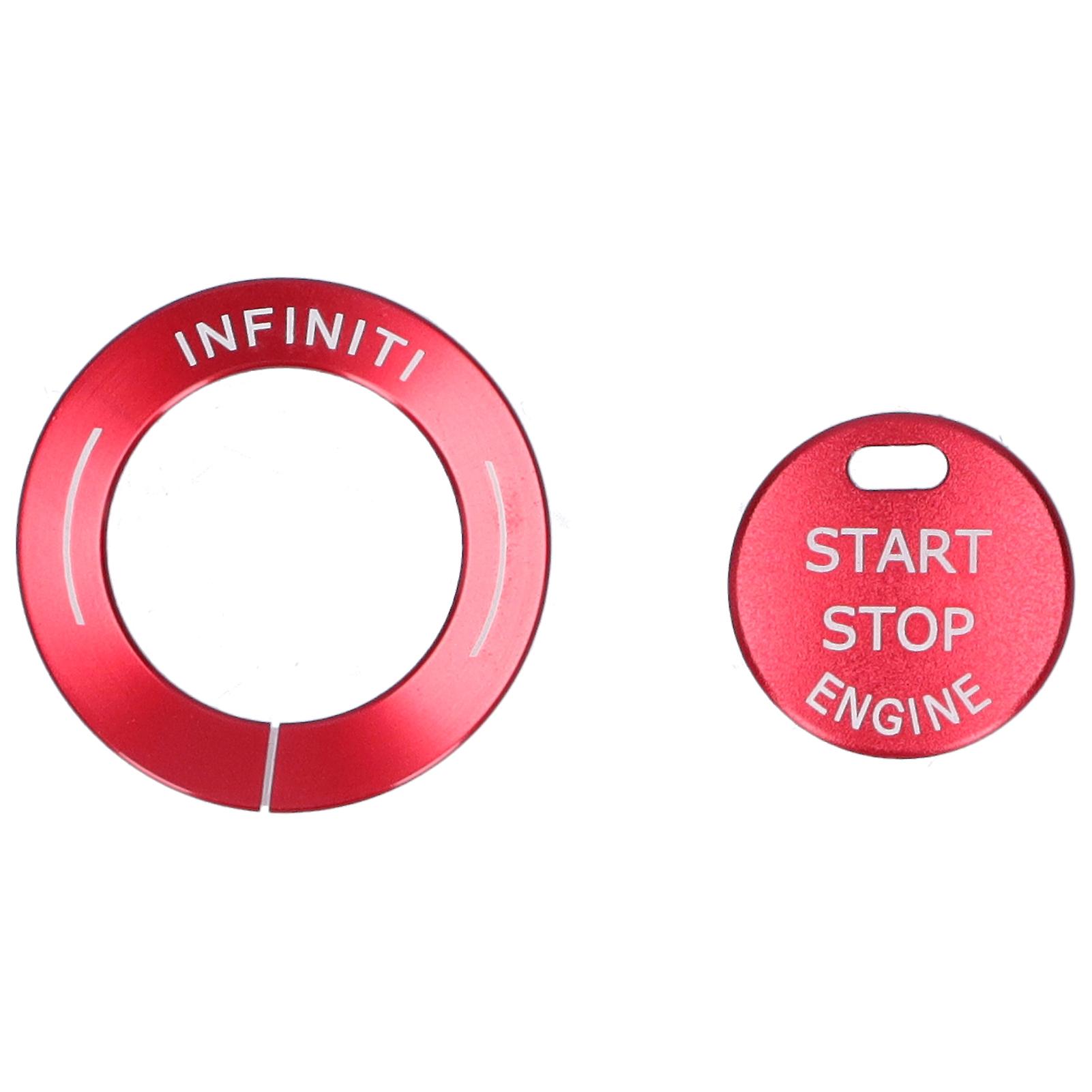 2pcs Engine Start Stop Button Trim Cover Aluminum Alloy Decor Fit For Infiniti Q50 Q50l Qx60red