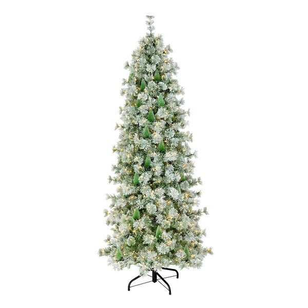 National Tree Company 7.5 ft. PreLit Snowy Bottle Brush Slim Artificial Christmas Tree with 400 Clear Lights