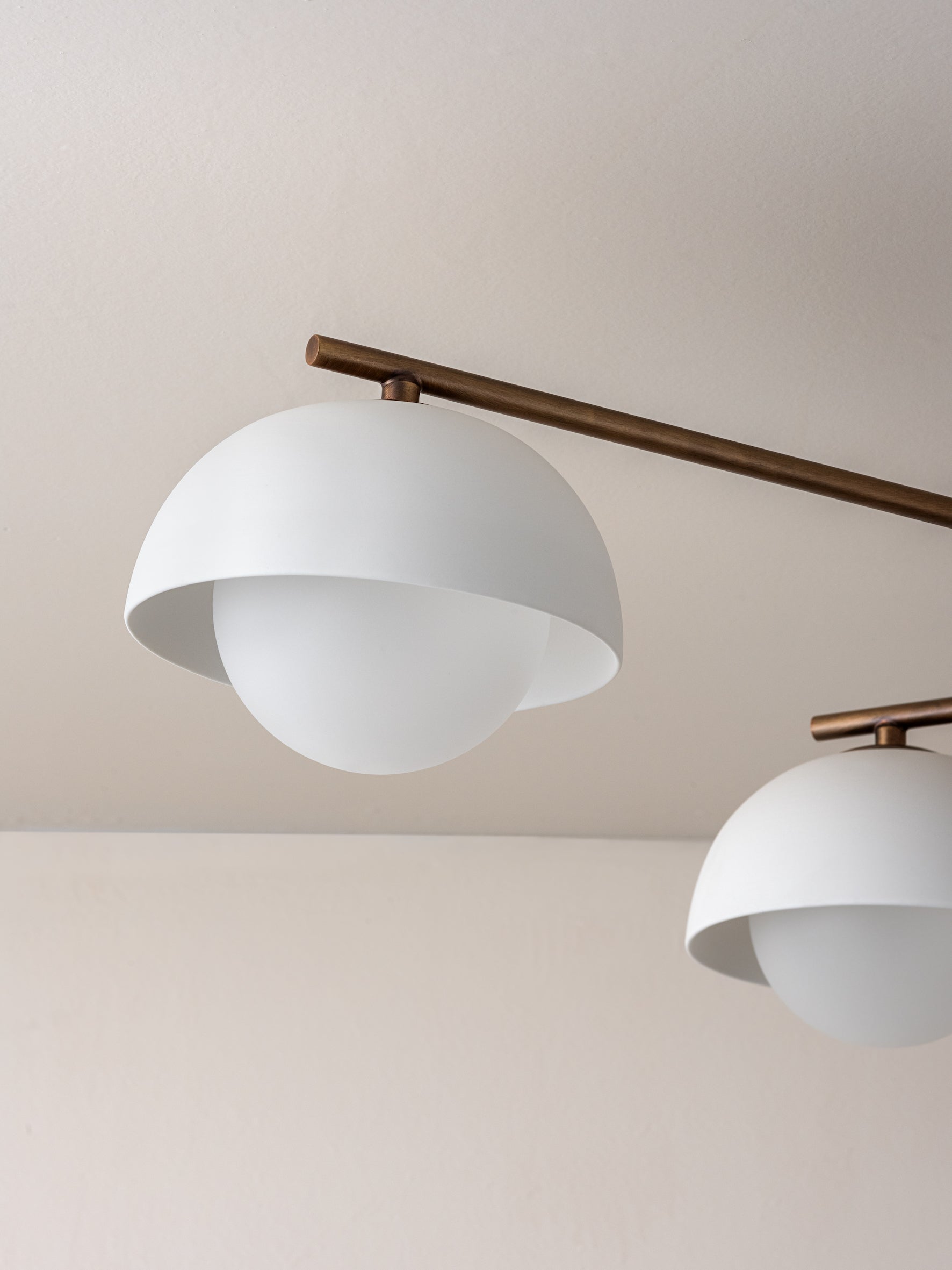 Porsa - 6 light aged brass and warm white porcelain flush