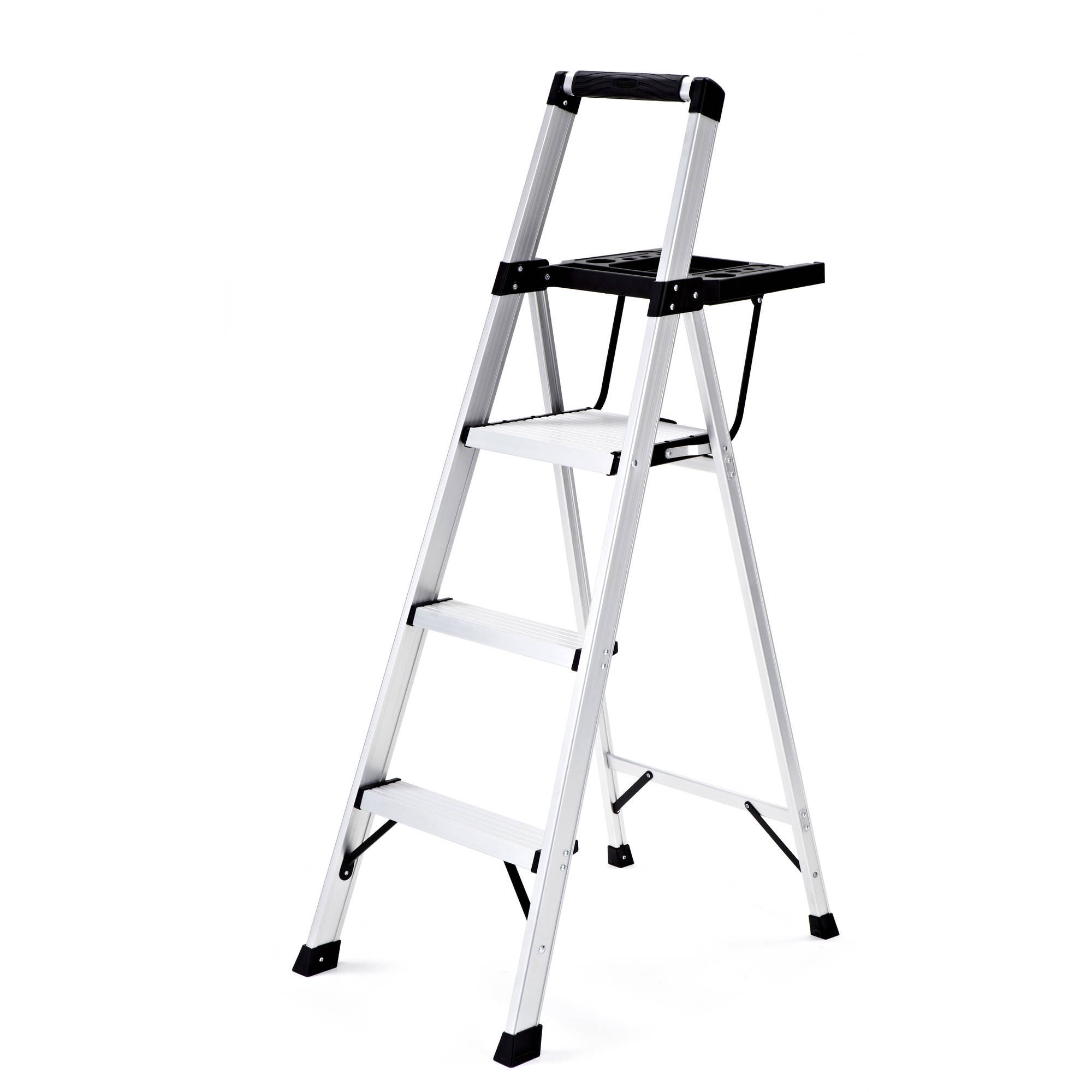 Rubbermaid RMA-3XST 3-step Light Aluminum Step Stool W/ Large Project Tray